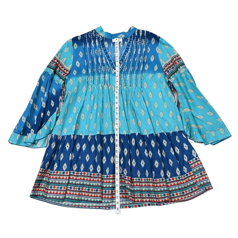 Velzera Womens Size Large Bohemian Mini Dress Embroidered Boho Hippie Tunic Top - Picture 3 of 7